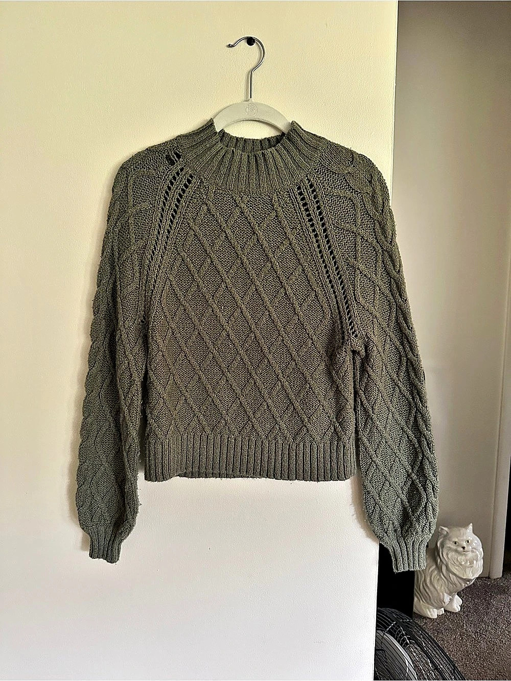 American Eagle Geometric Knit Sweater in Green Size Small
